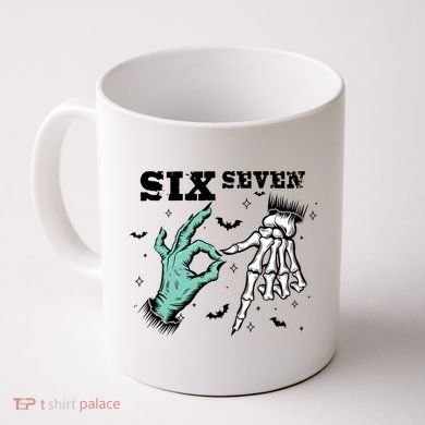 6 7 Meme Funny Witch Skeleton Hands 67 Halloween Coffee Mug