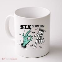 6 7 Meme Funny Witch Skeleton Hands 67 Halloween Coffee Mug thumb 0