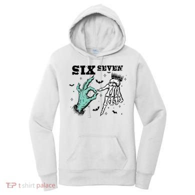 6 7 Meme Funny Witch Skeleton Hands 67 Halloween Women's Hoodie