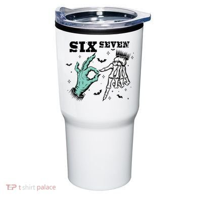 6 7 Meme Funny Witch Skeleton Hands 67 Halloween Tumbler