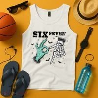 6 7 Meme Funny Witch Skeleton Hands 67 Halloween Tank Top thumb 4
