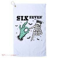 6 7 Meme Funny Witch Skeleton Hands 67 Halloween Golf Towel thumb 0