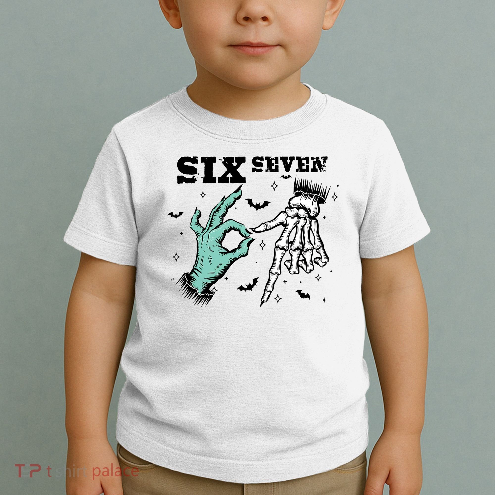 6 7 Meme Funny Witch Skeleton Hands 67 Halloween Toddler T-Shirt