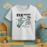 6 7 Meme Funny Witch Skeleton Hands 67 Halloween Toddler T-Shirt thumb 3