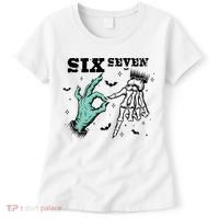 6 7 Meme Funny Witch Skeleton Hands 67 Halloween Women's T-Shirt thumb 0