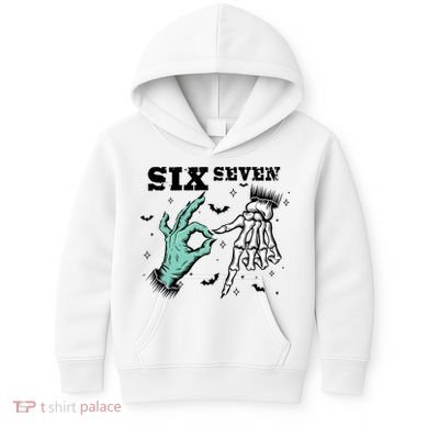 6 7 Meme Funny Witch Skeleton Hands 67 Halloween Kids Hoodie