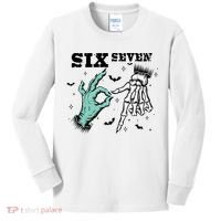 6 7 Meme Funny Witch Skeleton Hands 67 Halloween Kids Long Sleeve Shirt thumb 0