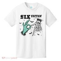 6 7 Meme Funny Witch Skeleton Hands 67 Halloween Kids T-Shirt thumb 0