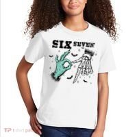 6 7 Meme Funny Witch Skeleton Hands 67 Halloween Kids T-Shirt thumb 2