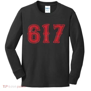 617 Area Code Boston Fan Baseball Kids Long Sleeve Shirt