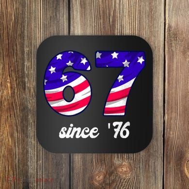 67 American Flag Vintage Meme 6-7 Meme Coaster