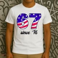67 American Flag Vintage Meme 6-7 Meme T-Shirt thumb 3