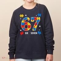 67 Autism Puzzle Six Seven Women's Sweatshirt thumb 0