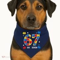 67 Autism Puzzle Six Seven USA-Made Doggie Bandana thumb 1