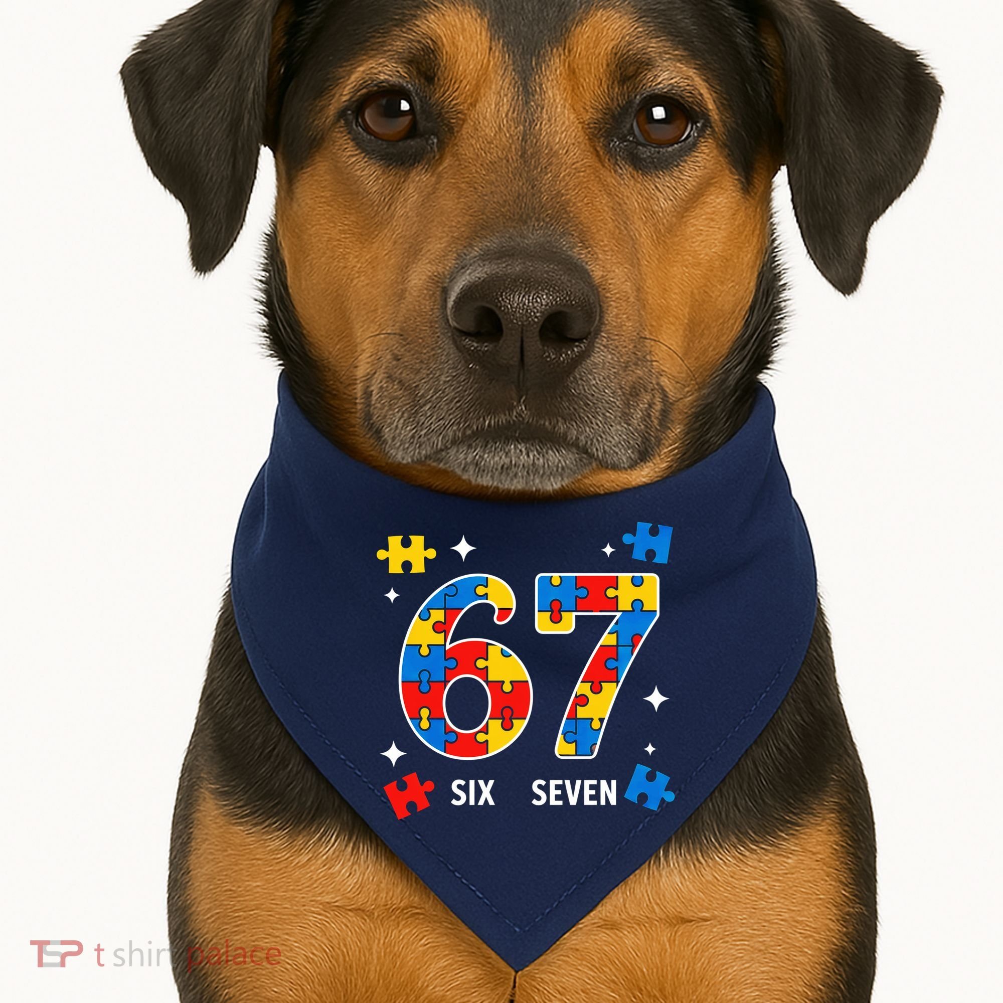 67 Autism Puzzle Six Seven USA-Made Doggie Bandana