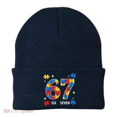 67 Autism Puzzle Six Seven Beanie