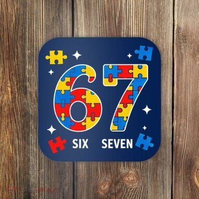 67 Autism Puzzle Six Seven Coaster