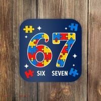 67 Autism Puzzle Six Seven Coaster thumb 0
