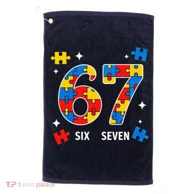 67 Autism Puzzle Six Seven Golf Towel