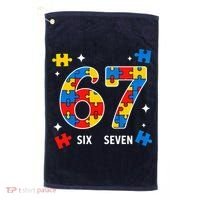 67 Autism Puzzle Six Seven Golf Towel thumb 0