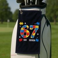 67 Autism Puzzle Six Seven Golf Towel thumb 2