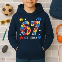 67 Autism Puzzle Six Seven Kids Hoodie thumb 2