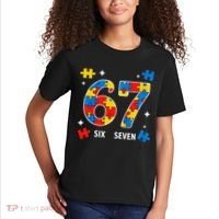 67 Autism Puzzle Six Seven Kids T-Shirt thumb 2