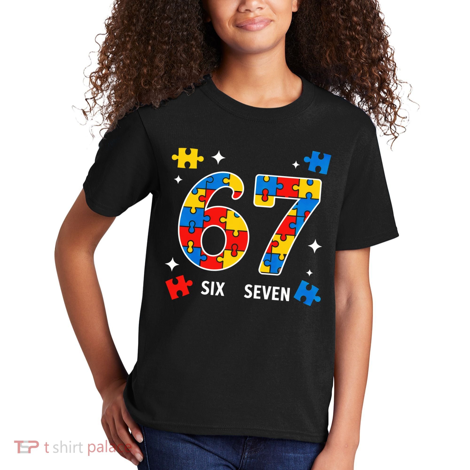 67 Autism Puzzle Six Seven Kids T-Shirt