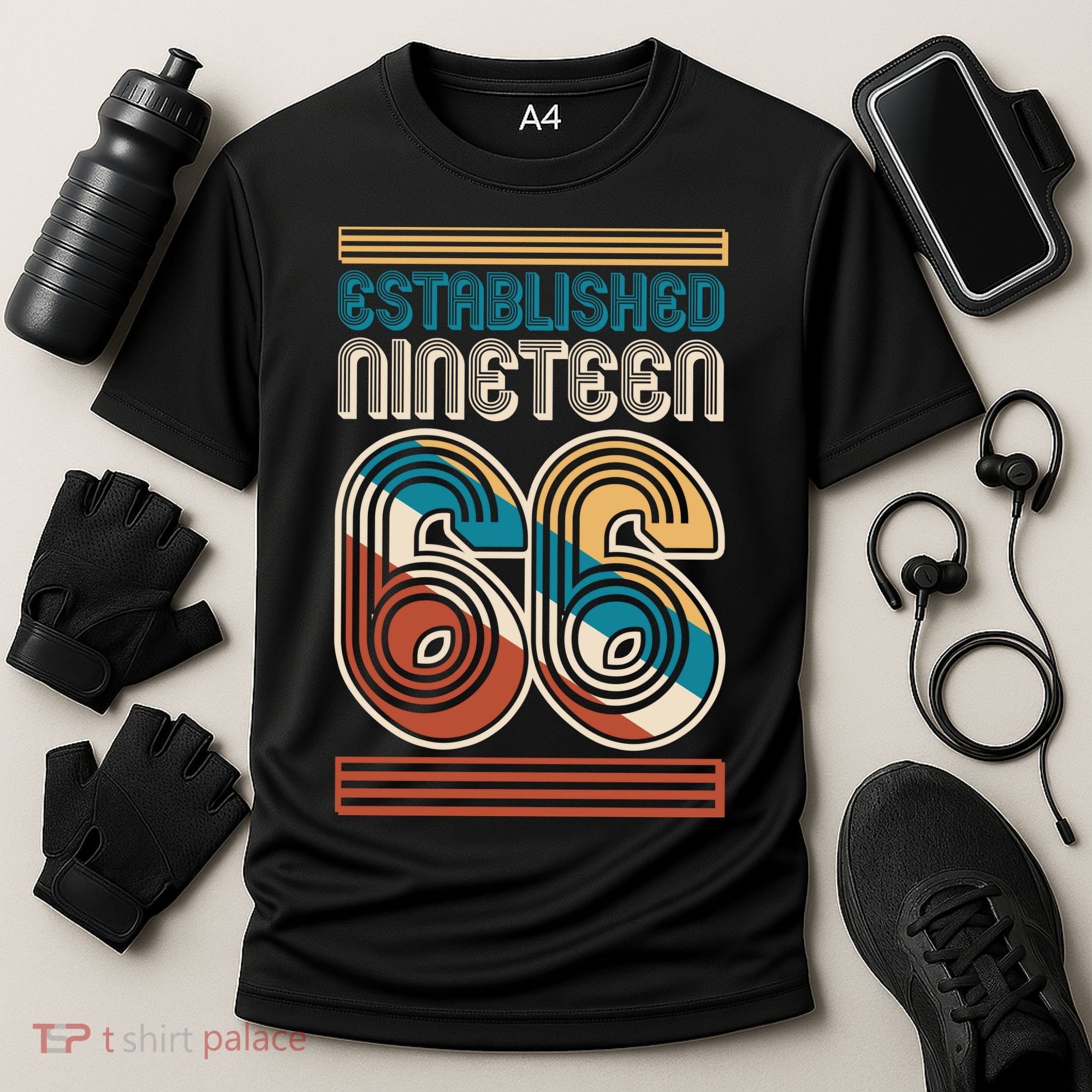 60th Birthday 1966 Established Nineteen 66 Cooling Performance Crew T-Shirt