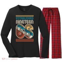 60th Birthday 1966 Established Nineteen 66 Women's Long Sleeve Flannel Pajama Set  thumb 0