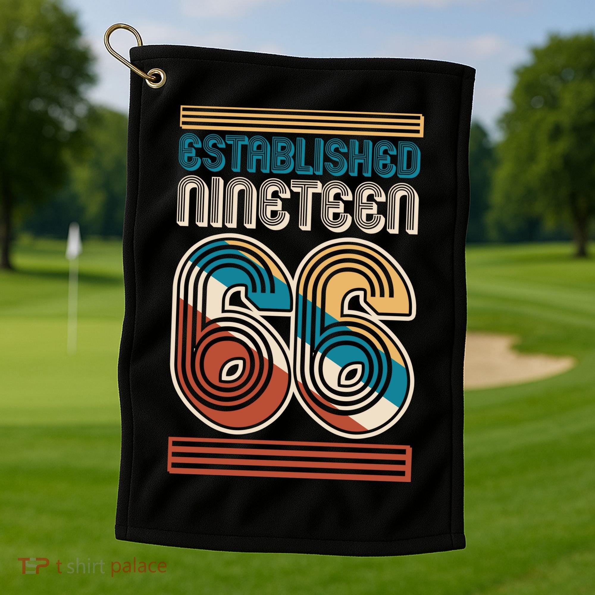 60th Birthday 1966 Established Nineteen 66 Golf Towel