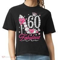 60th Birthday 60 & Fabulous Pink 60 Years Old Diamond Shoes Comfort Colors Boxy T-Shirt thumb 0