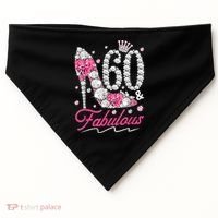 60th Birthday 60 & Fabulous Pink 60 Years Old Diamond Shoes USA-Made Doggie Bandana thumb 0