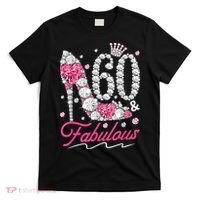 60th Birthday 60 & Fabulous Pink 60 Years Old Diamond Shoes T-Shirt thumb 0