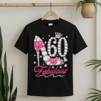 60th Birthday 60 & Fabulous Pink 60 Years Old Diamond Shoes T-Shirt thumb 2