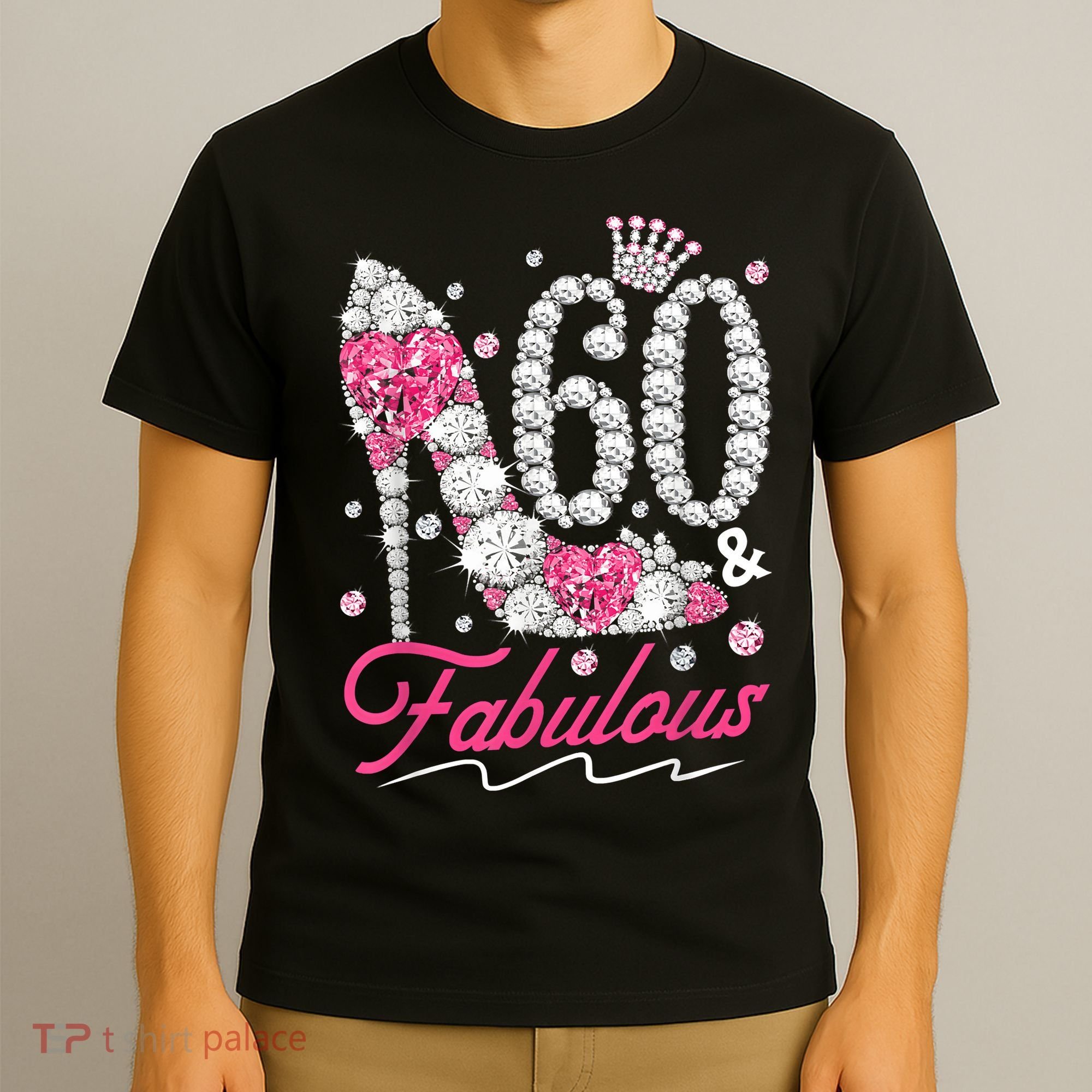60th Birthday 60 & Fabulous Pink 60 Years Old Diamond Shoes T-Shirt