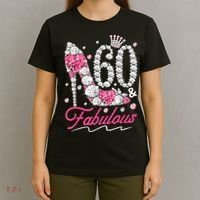 60th Birthday 60 & Fabulous Pink 60 Years Old Diamond Shoes T-Shirt thumb 4