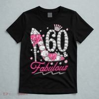 60th Birthday 60 & Fabulous Pink 60 Years Old Diamond Shoes T-Shirt thumb 5