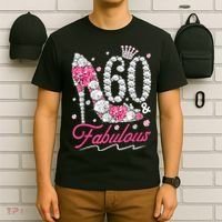 60th Birthday 60 & Fabulous Pink 60 Years Old Diamond Shoes T-Shirt thumb 6