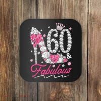 60th Birthday 60 & Fabulous Pink 60 Years Old Diamond Shoes Coaster thumb 0