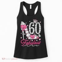 60th Birthday 60 & Fabulous Pink 60 Years Old Diamond Shoes Women's Tank Top thumb 0