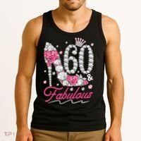 60th Birthday 60 & Fabulous Pink 60 Years Old Diamond Shoes Tank Top thumb 3