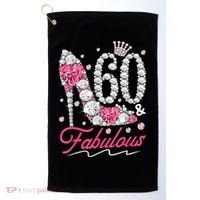 60th Birthday 60 & Fabulous Pink 60 Years Old Diamond Shoes Golf Towel thumb 0