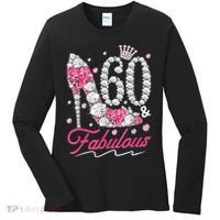 60th Birthday 60 & Fabulous Pink 60 Years Old Diamond Shoes Women's Long Sleeve Shirt thumb 0
