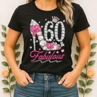60th Birthday 60 & Fabulous Pink 60 Years Old Diamond Shoes Women's T-Shirt thumb 2