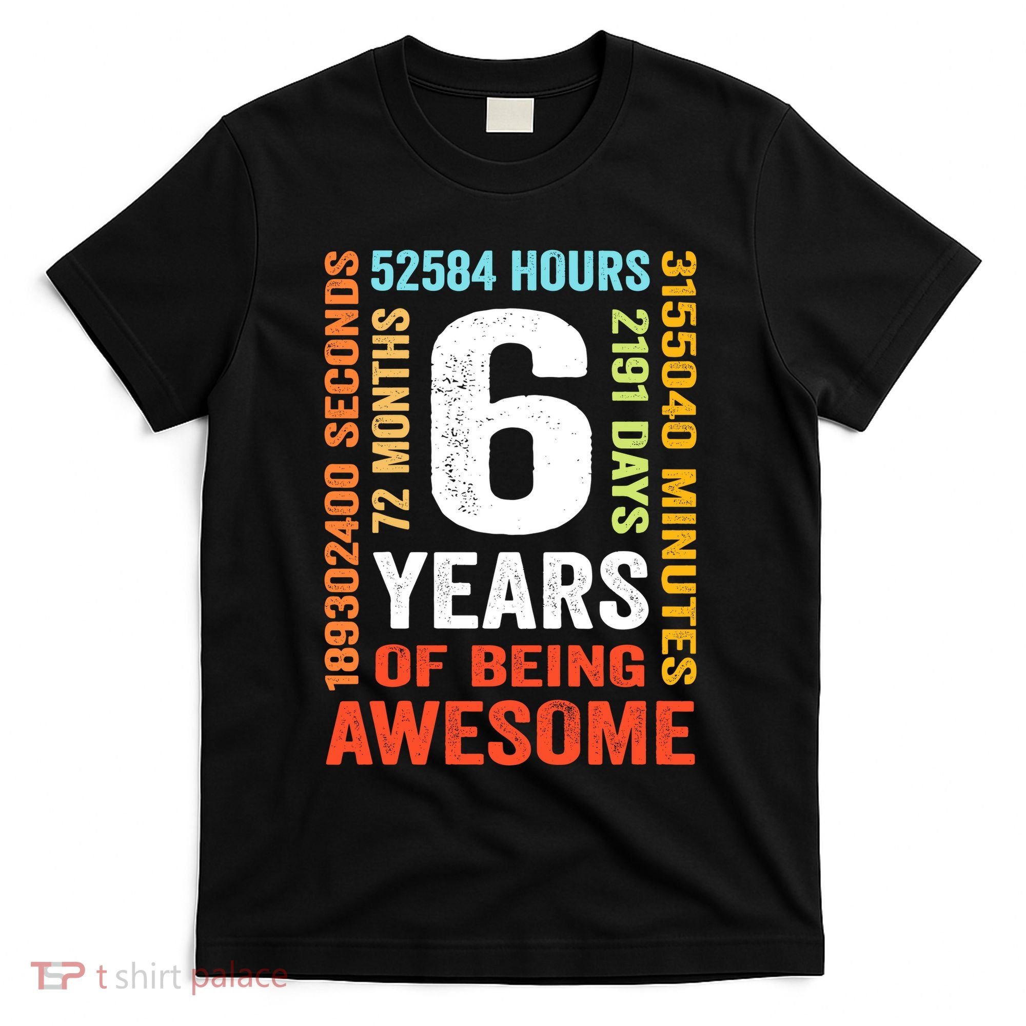 6th Birthday 6 Years Old Vintage Retro 72 Months Boy Girl T-Shirt