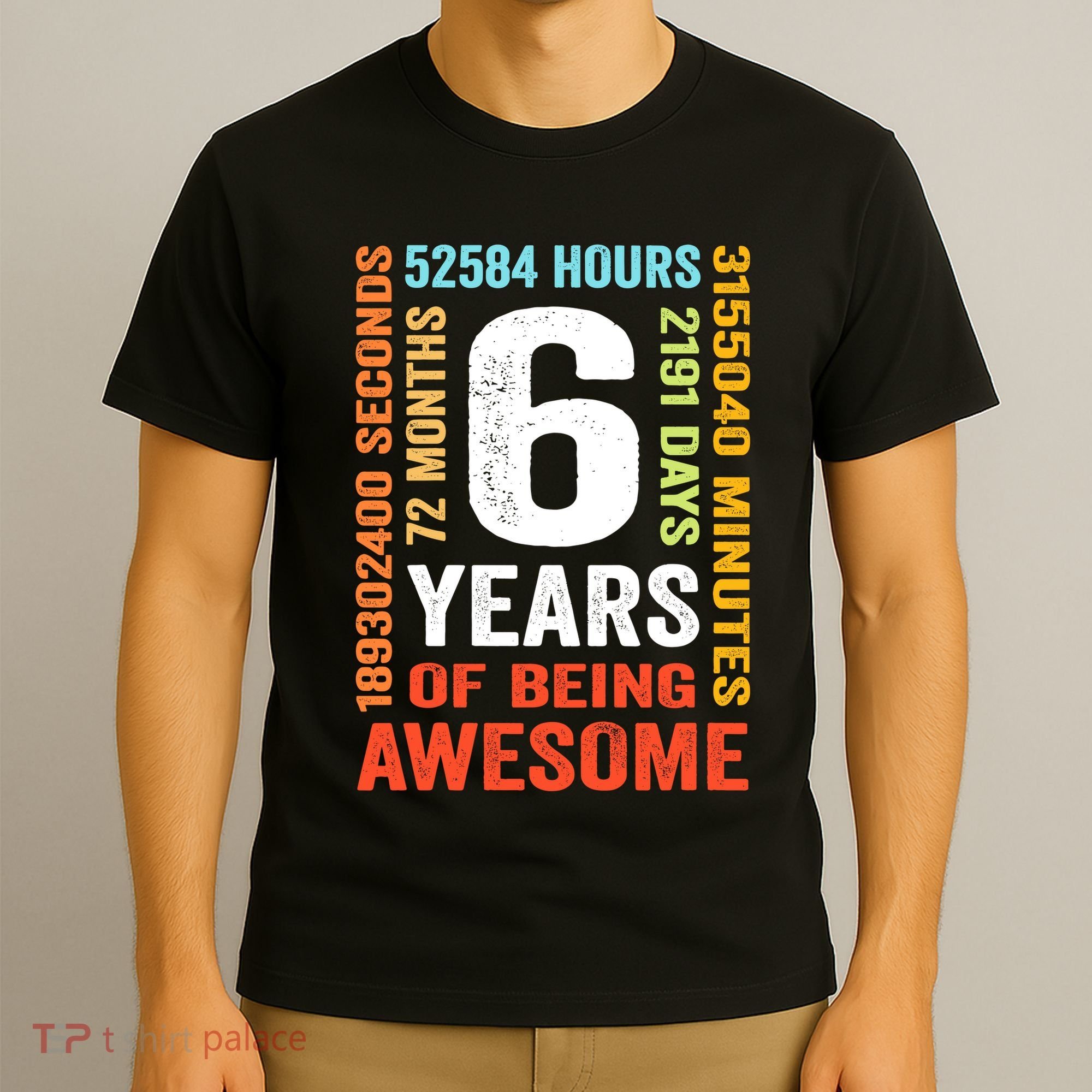 6th Birthday 6 Years Old Vintage Retro 72 Months Boy Girl T-Shirt