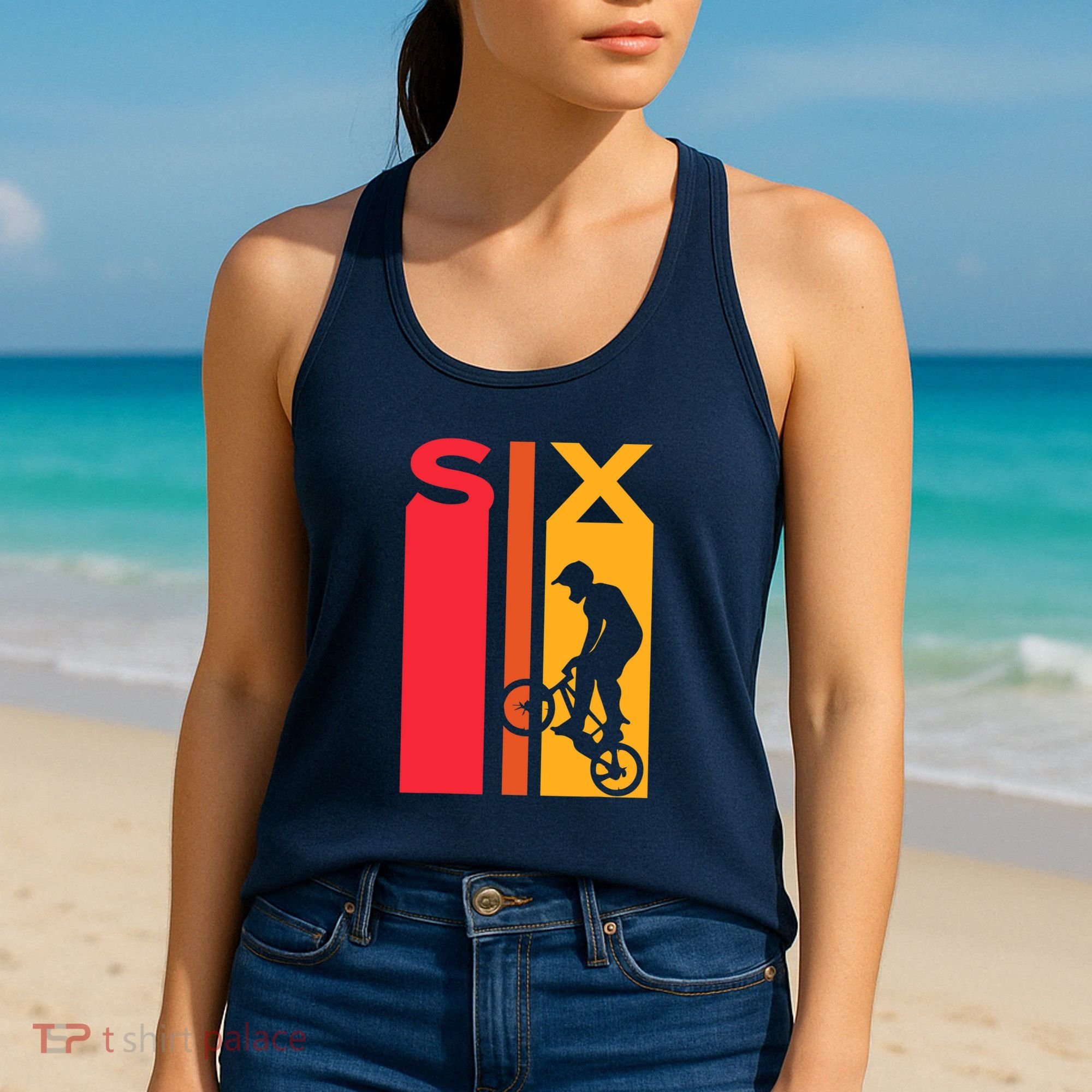 6th Birthday 6 Years Old Bmx Bike Lover Bday Funny Women's Tank Top