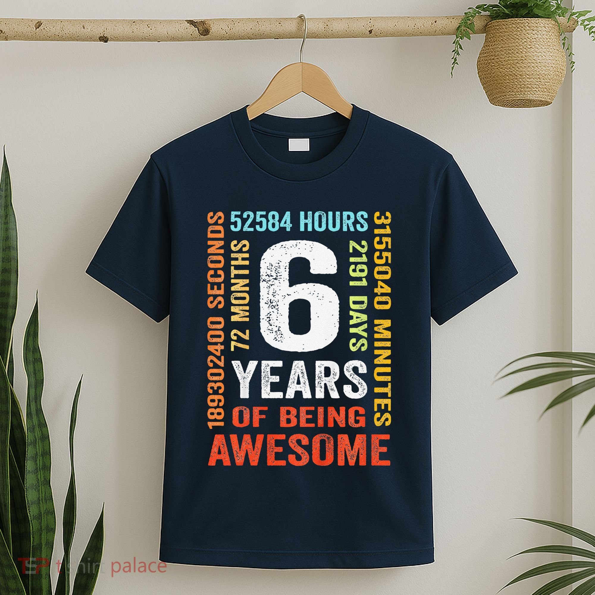 6th Birthday 6 Years Old Vintage Retro 72 Months T-Shirt
