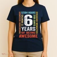 6th Birthday 6 Years Old Vintage Retro 72 Months T-Shirt thumb 4